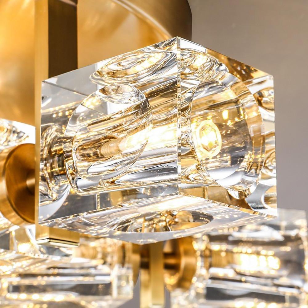 6-Light Crystal Brass Flush Mount LED Ceiling Light | Nordic Design