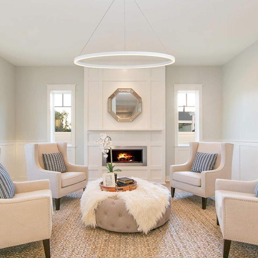 Modern Circle LED Pendant Light Dimmable Aluminum Chandelier