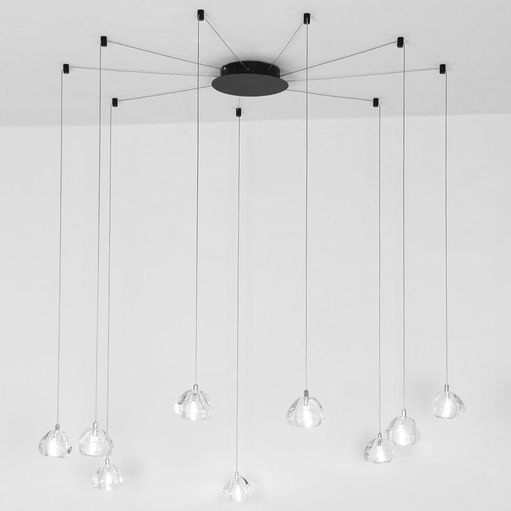Contemporary Raindrop Crystal Chandelier with Metal Frame – 9-Light