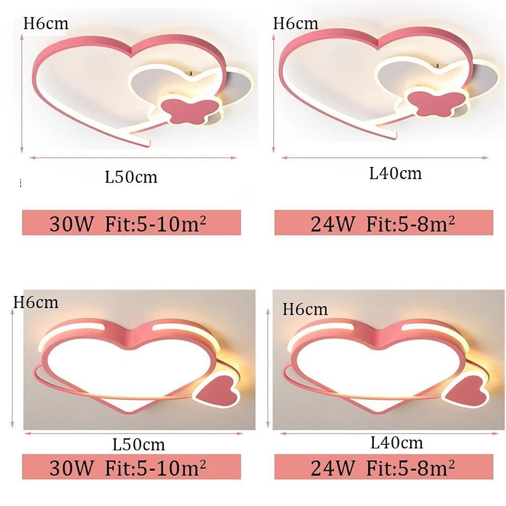 Modern Twin Hearts Metal Flush Mount LED Ceiling Light for Kids Room