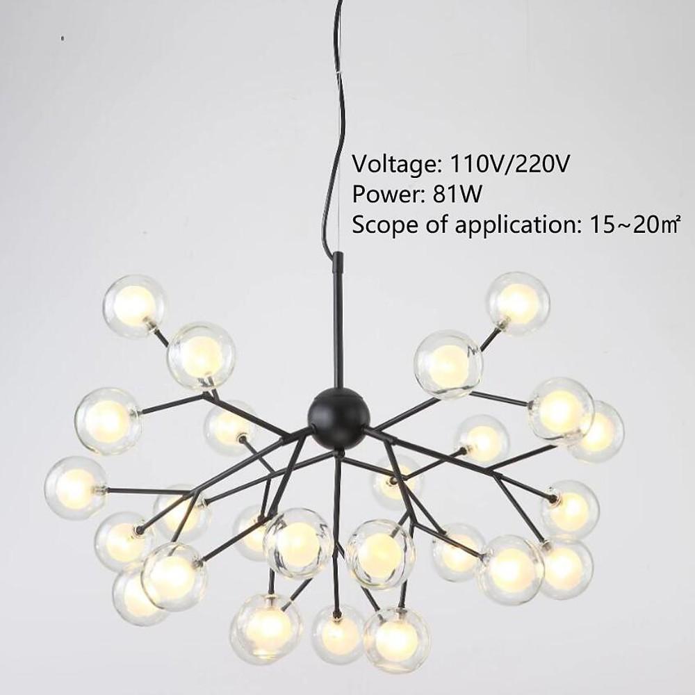 Artistic Branch Glass Globe Modern Chandelier with 27 LED Lights