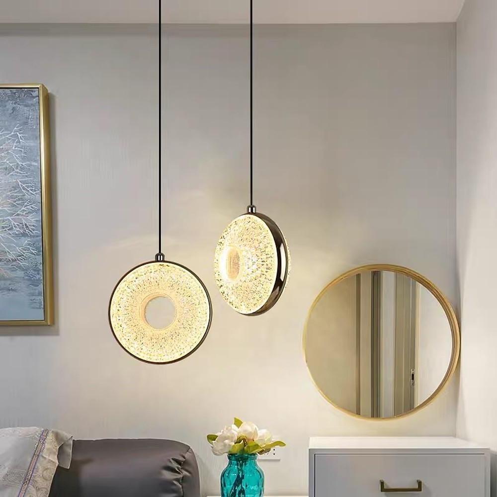 Modern Circle LED Pendant Light - Electroplated Metal & Acrylic