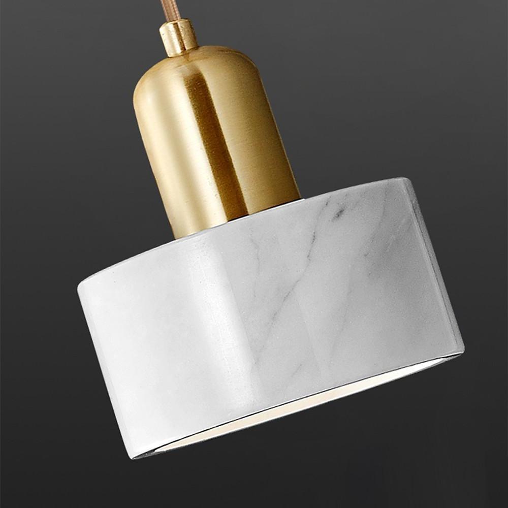 Modern Marble & Resin Pendant Light - Nordic Cylindrical Design