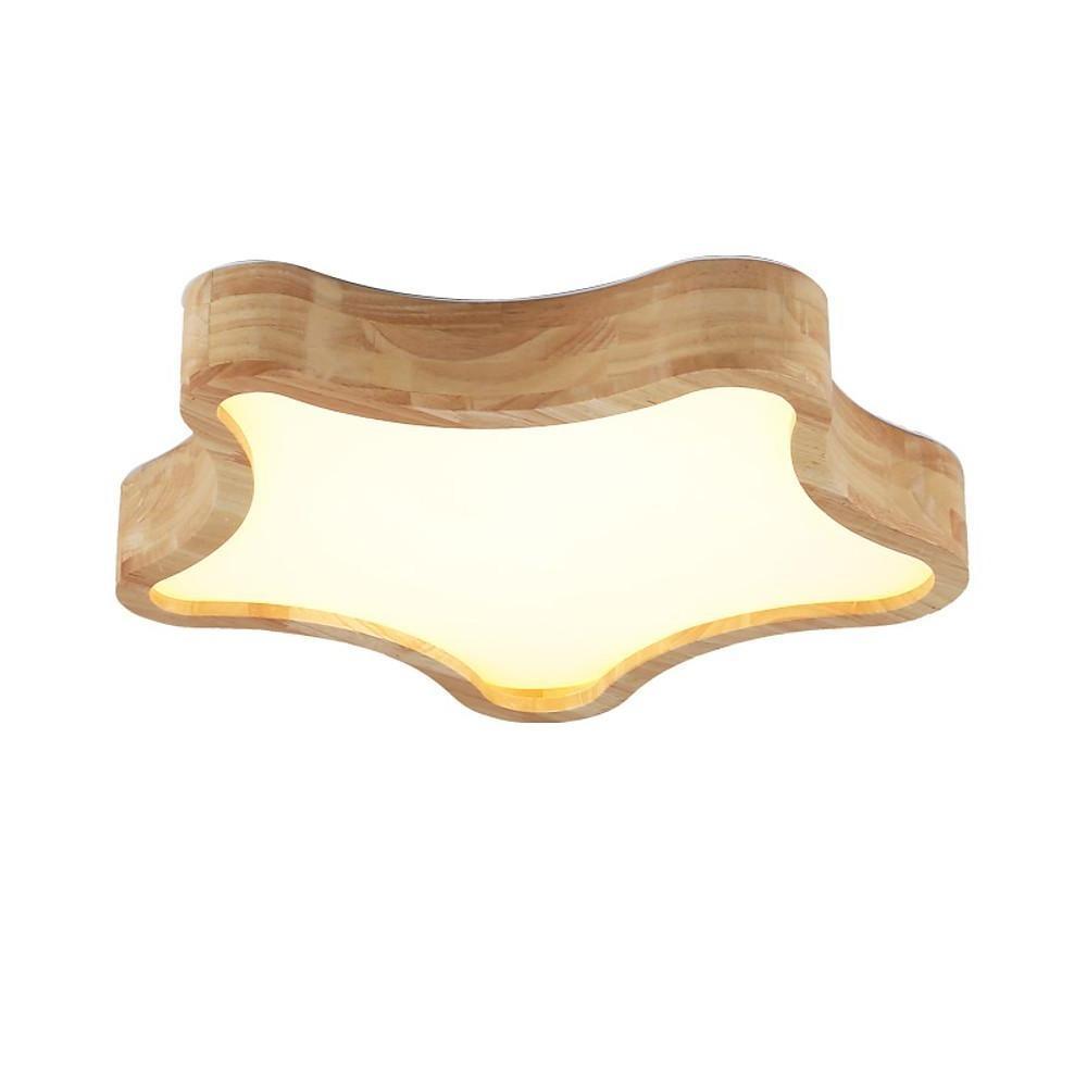 Nordic Star Flush Mount LED Ceiling Light | Wood Finish Kids Room