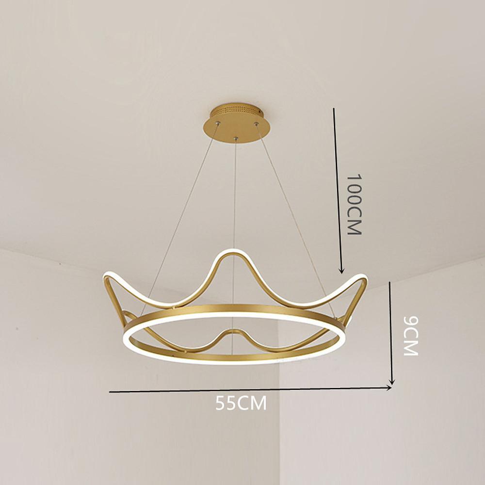 Modern LED Crown Chandelier - Geometric Metal Pendant Light