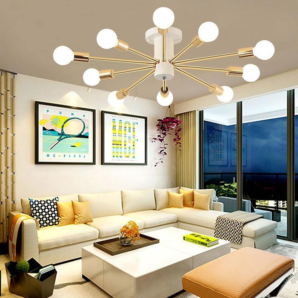 Modern Sputnik Chandelier - 10-Light Geometric Metal Pendant