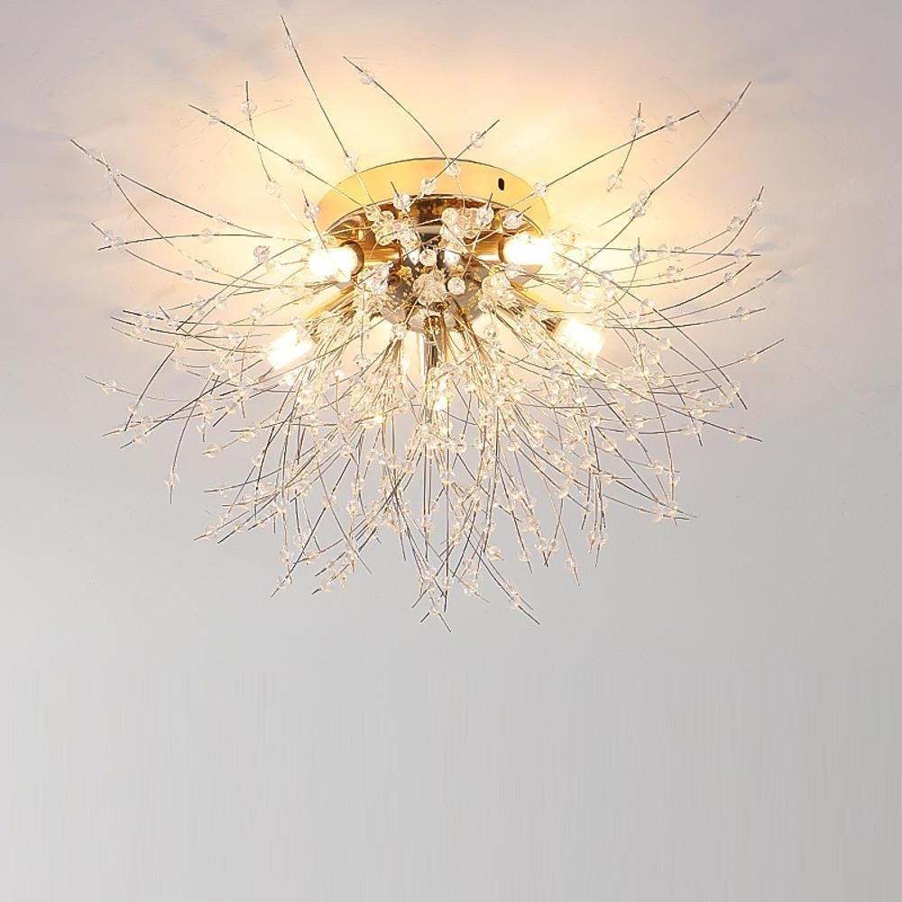 5-Light Crystal Flush Mount Ceiling Light Modern Firework Design