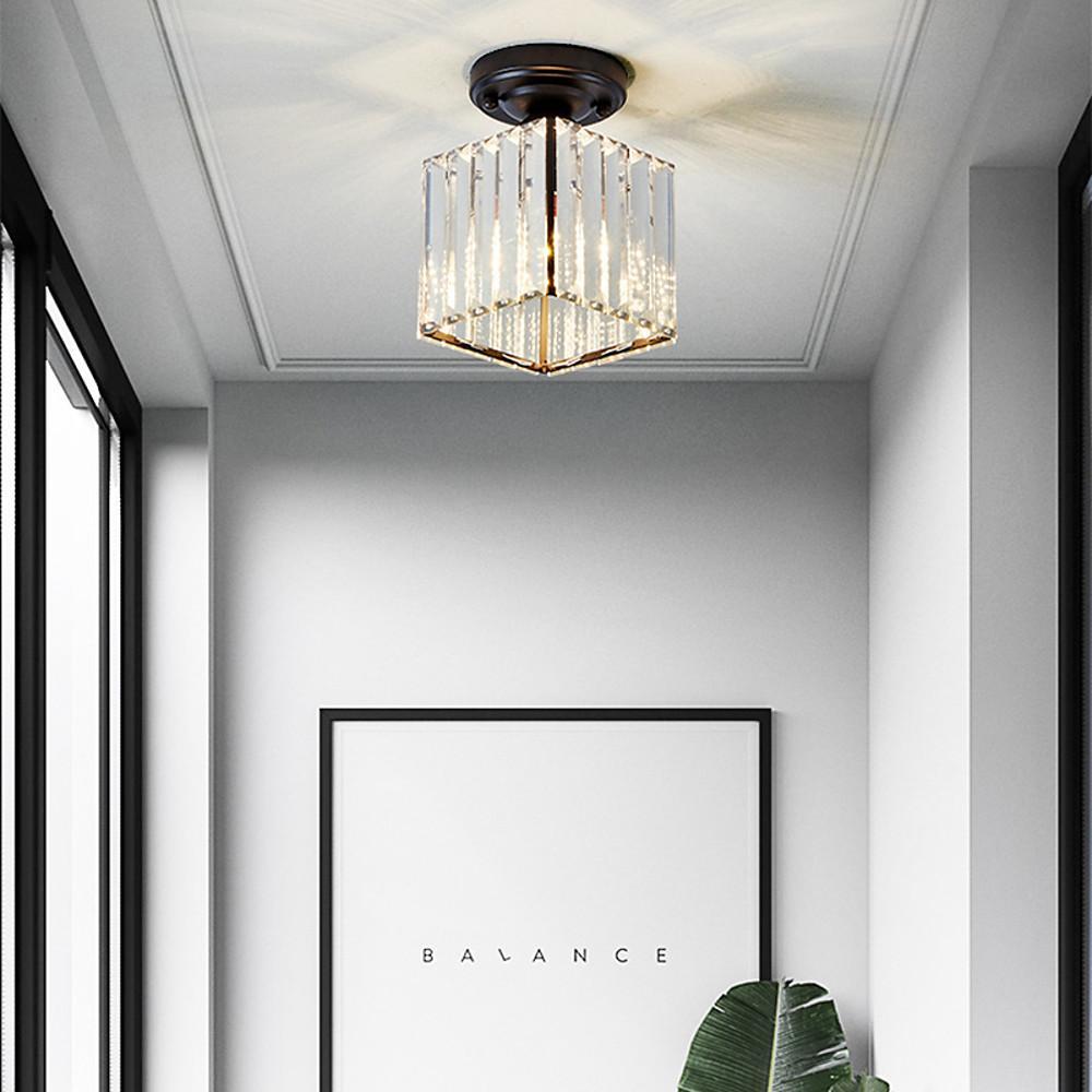 Crystal Semi-Flush Mount Ceiling Light - Modern Industrial LED