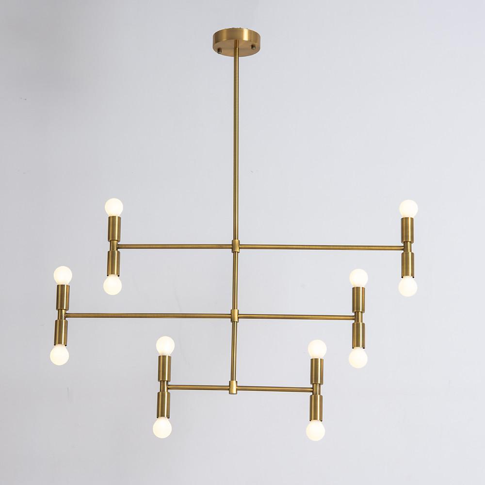 12-Light Adjustable Modern Pendant Light with Electroplated Metal