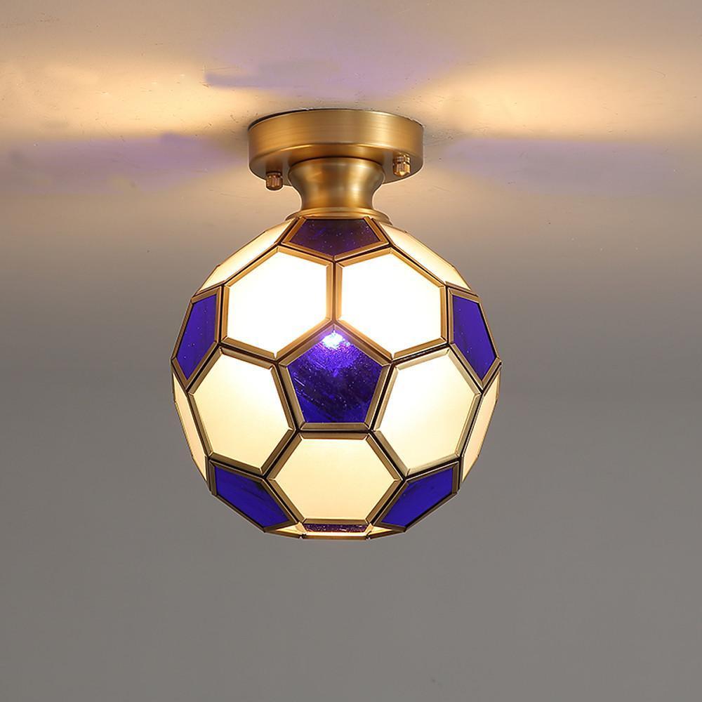 Football Flush Mount Ceiling Light Copper Glass Kids Room Lighting