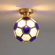 Football Flush Mount Ceiling Light Copper Glass Kids Room Lighting