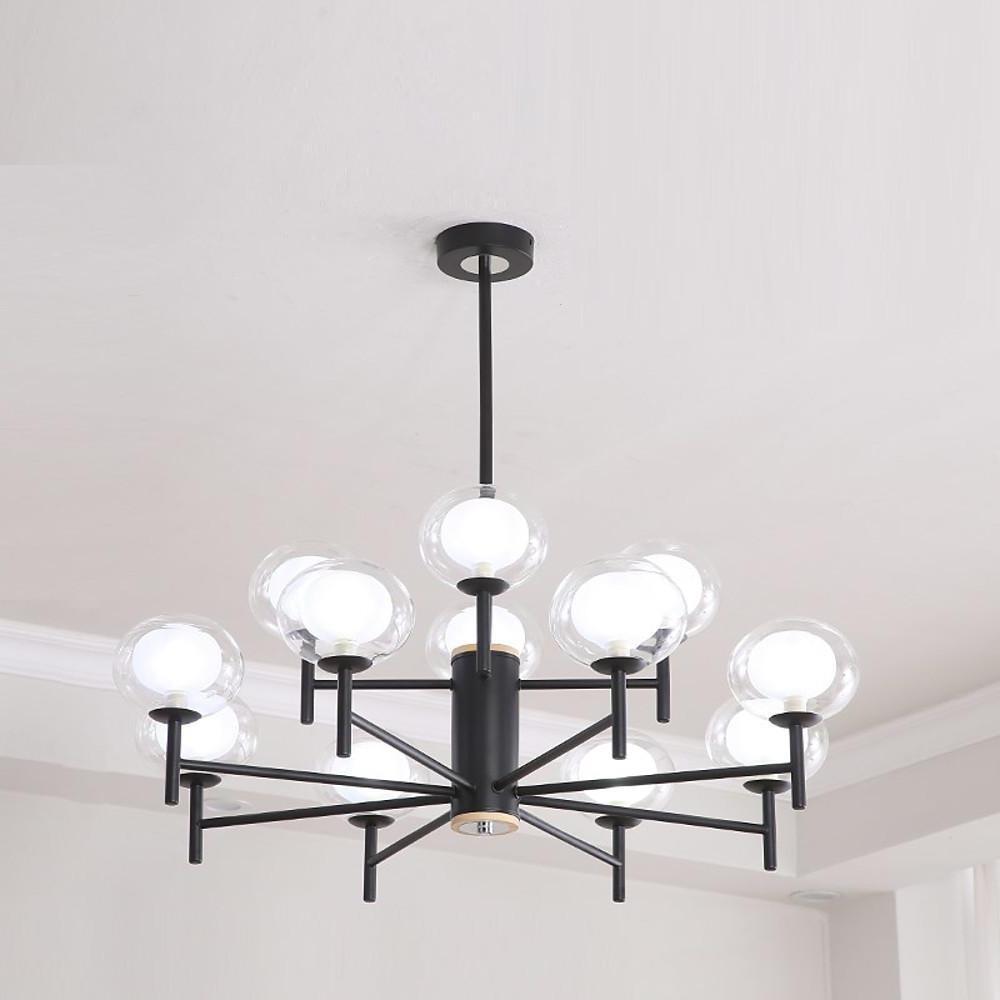 Modern Sputnik Chandelier 12-Light Metal & Glass Pendant