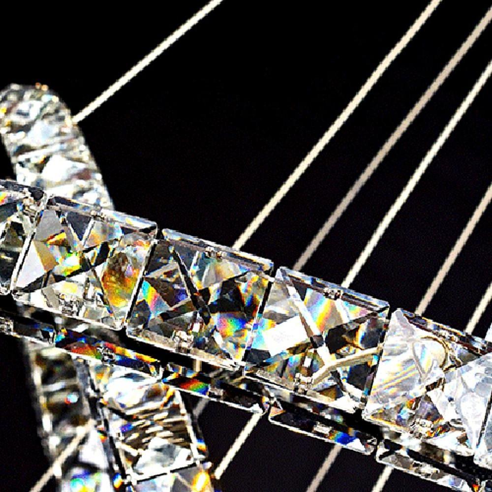 2-Ring Crystal Chandelier with Uplight - Electroplated Metal Finish