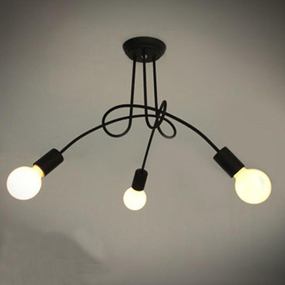 Modern Twisted Stem Chandelier - Painted Metal Candle Style Light