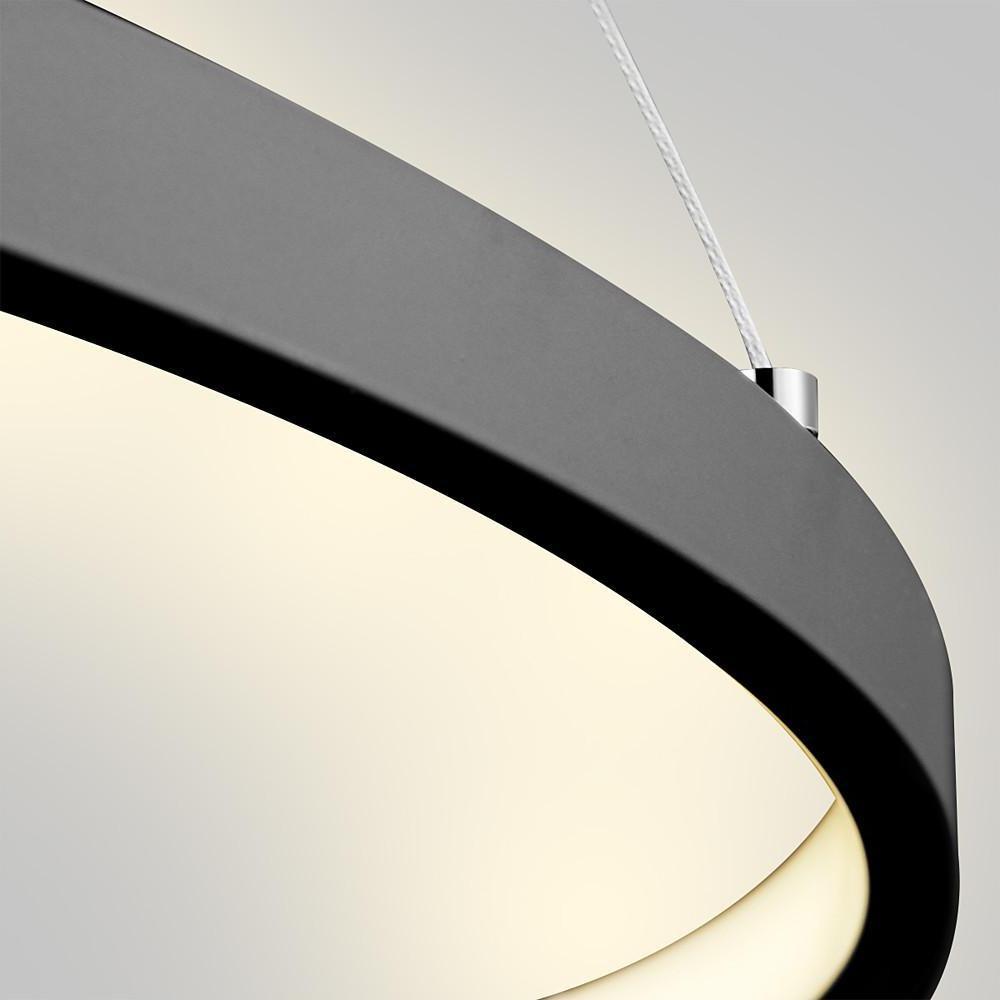 Modern Ring Pendant Light 30W LED Dimmable Black Metal Acrylic