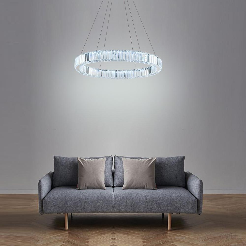 32" Crystal Ring Chandelier with Integrated LED in Gold Finish