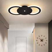 Geometric Dual-Ring LED Flush Mount Ceiling Light - Modern Metal