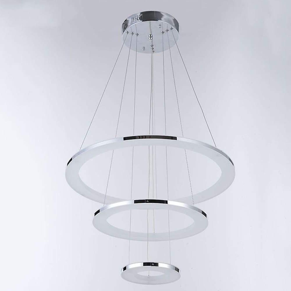 Adjustable 3-Ring LED Chandelier Modern 24" Hanging Ceiling Light