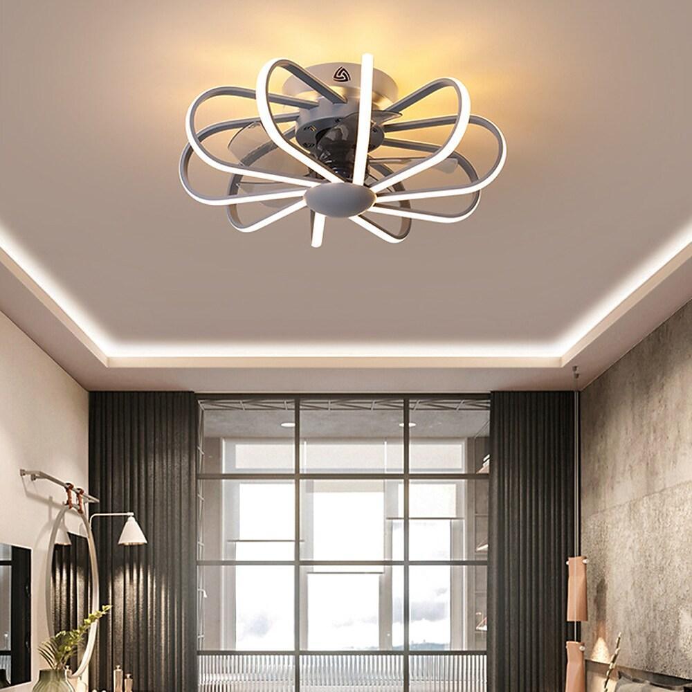 Modern 5-Blade Ceiling Fan with Integrated LED Ambient Lighting
