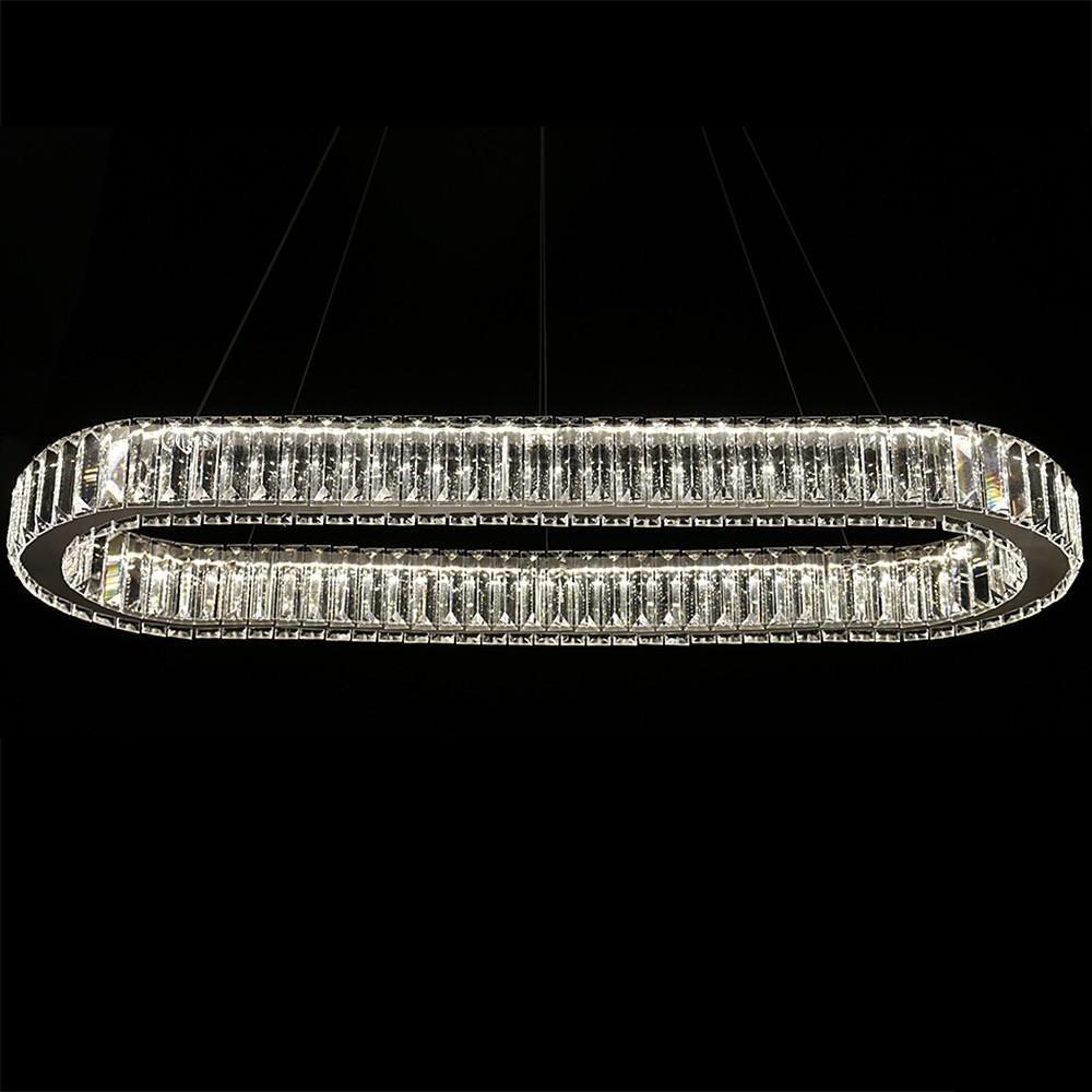 Oval Crystal Chandelier with Chrome & Gold Finish LED Pendant