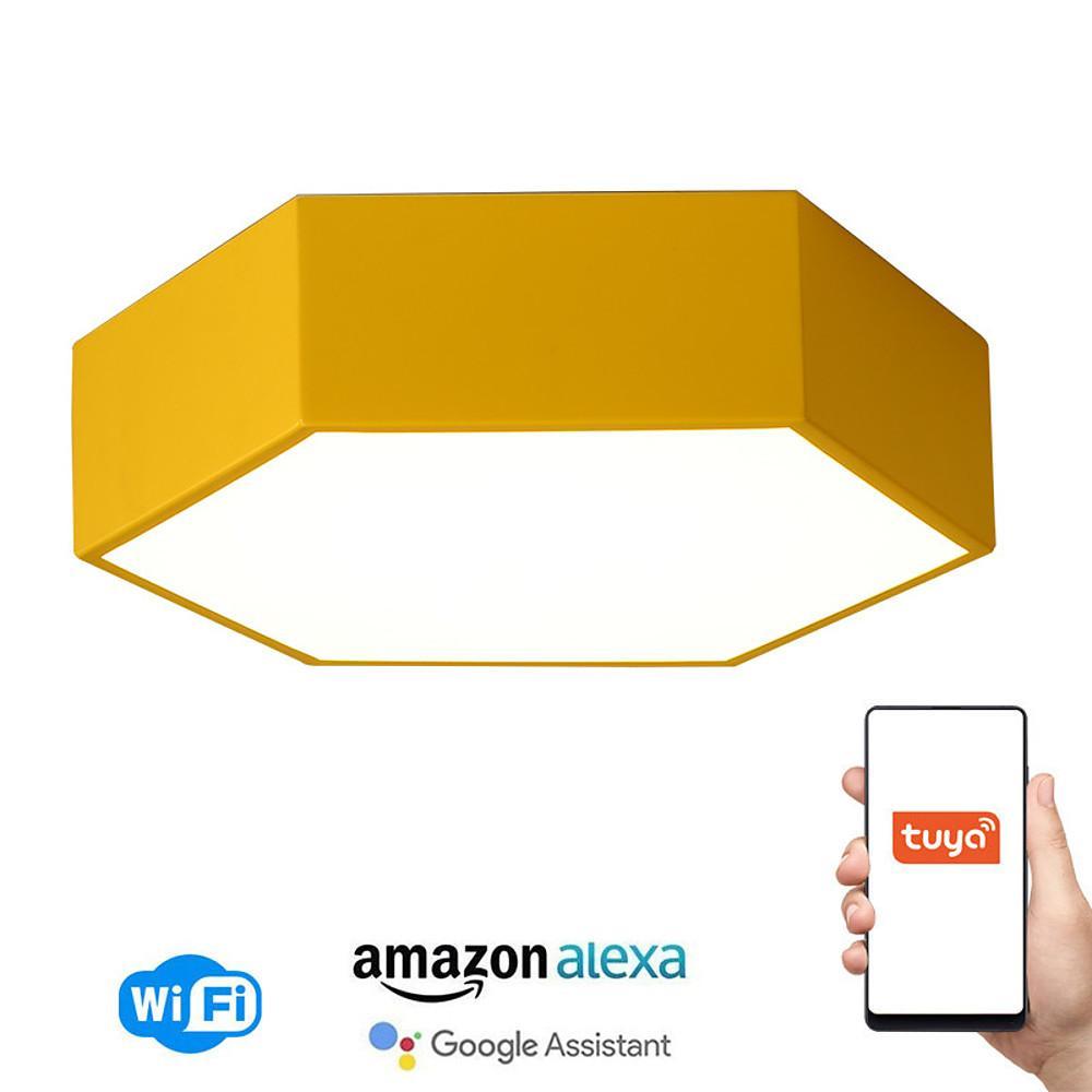 Geometric LED Flush Mount Ceiling Light with Wireless Control