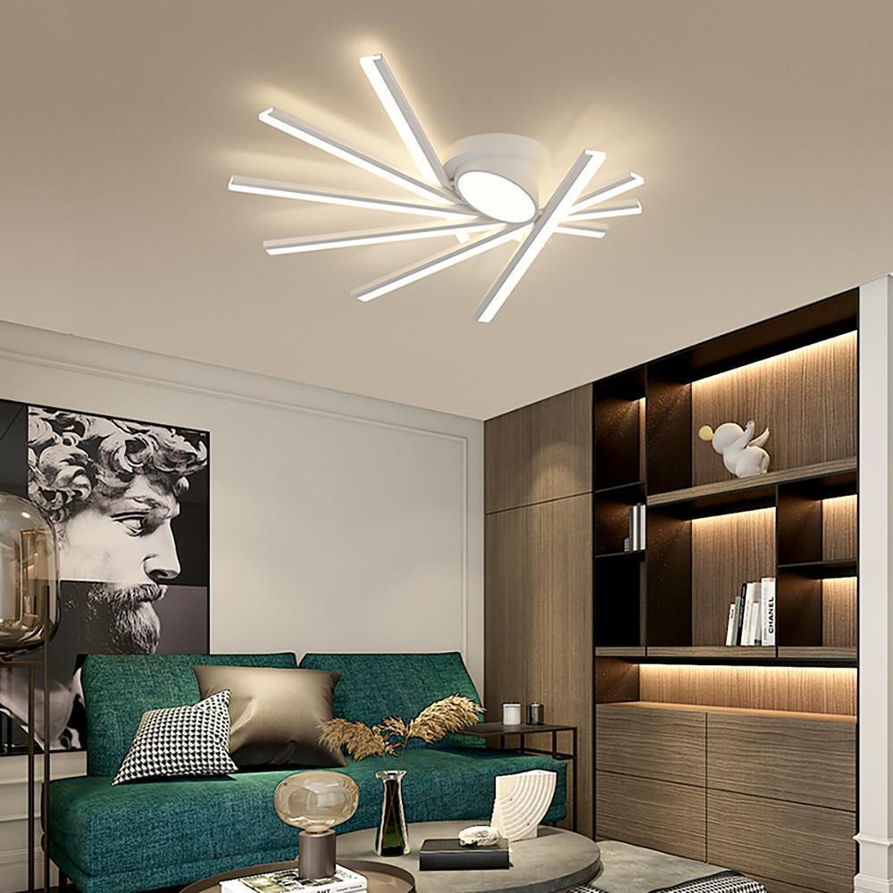 Linear Oval LED Flush Mount Ceiling Light - Modern White Metal
