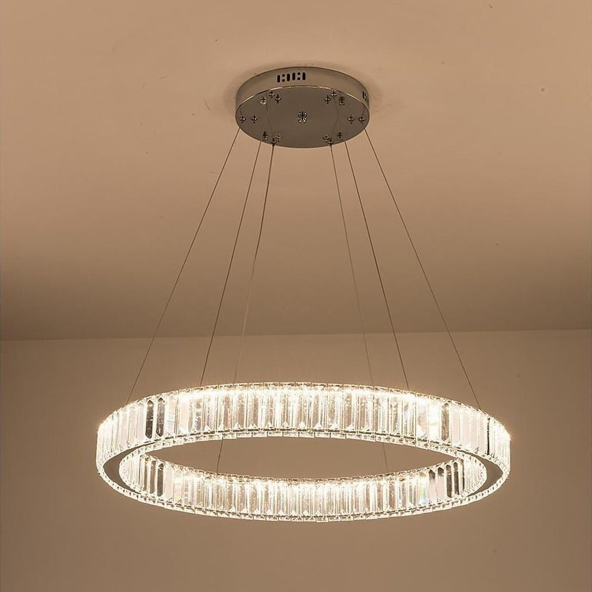 32" Crystal Ring Chandelier with Integrated LED in Gold Finish