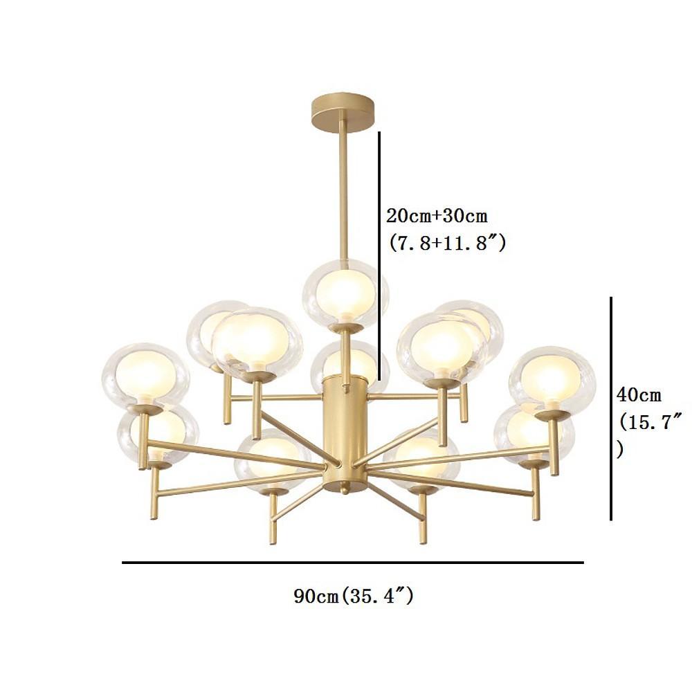 Modern Sputnik Chandelier 12-Light Metal & Glass Pendant