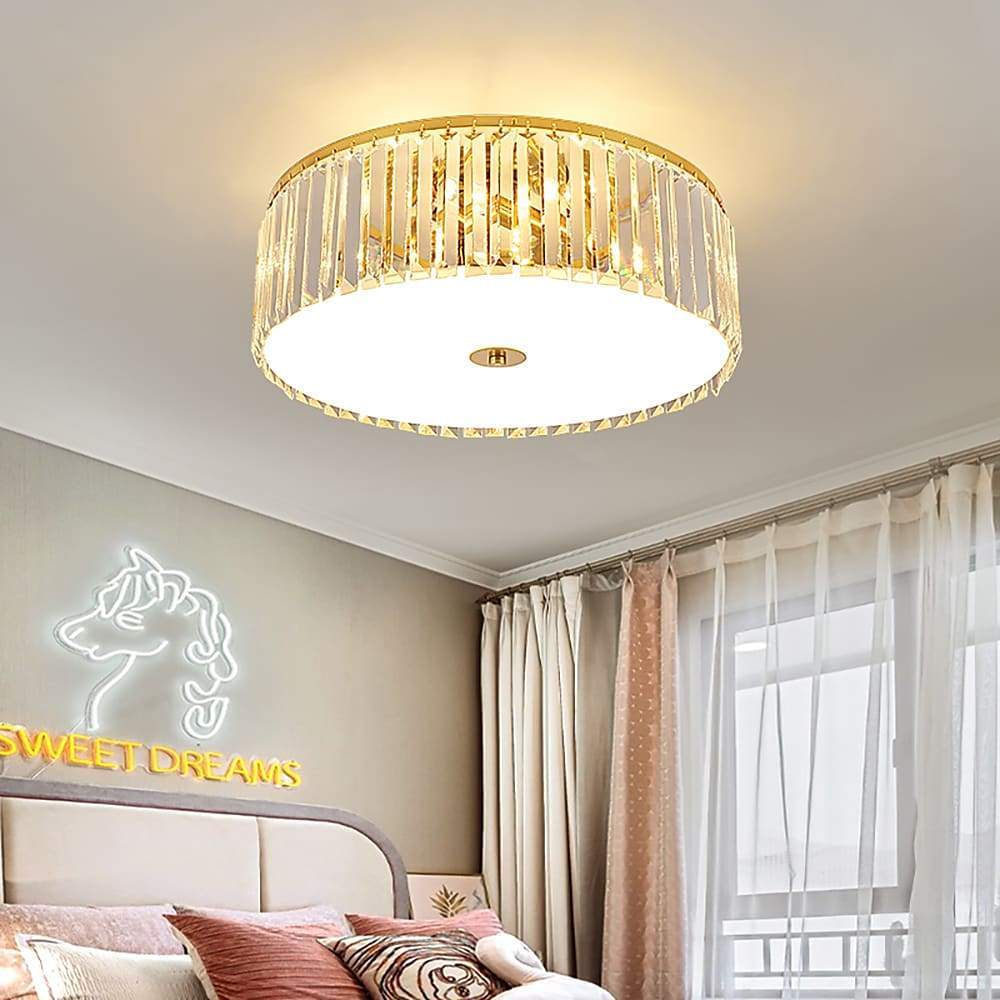Crystal Candelabra Flush Mount Ceiling Light - LED Metal Fixture