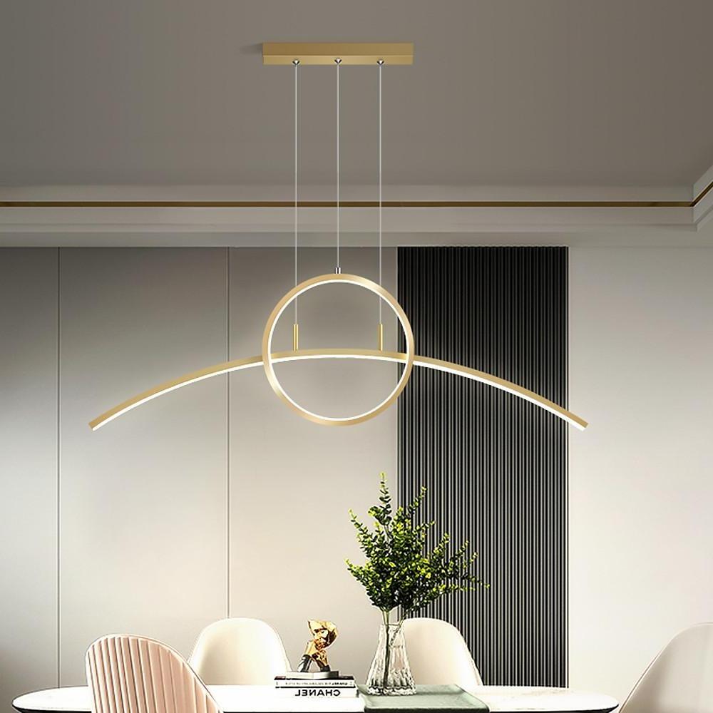 Modern Curved Circle Pendant Light Metal & PVC LED Dining Kitchen