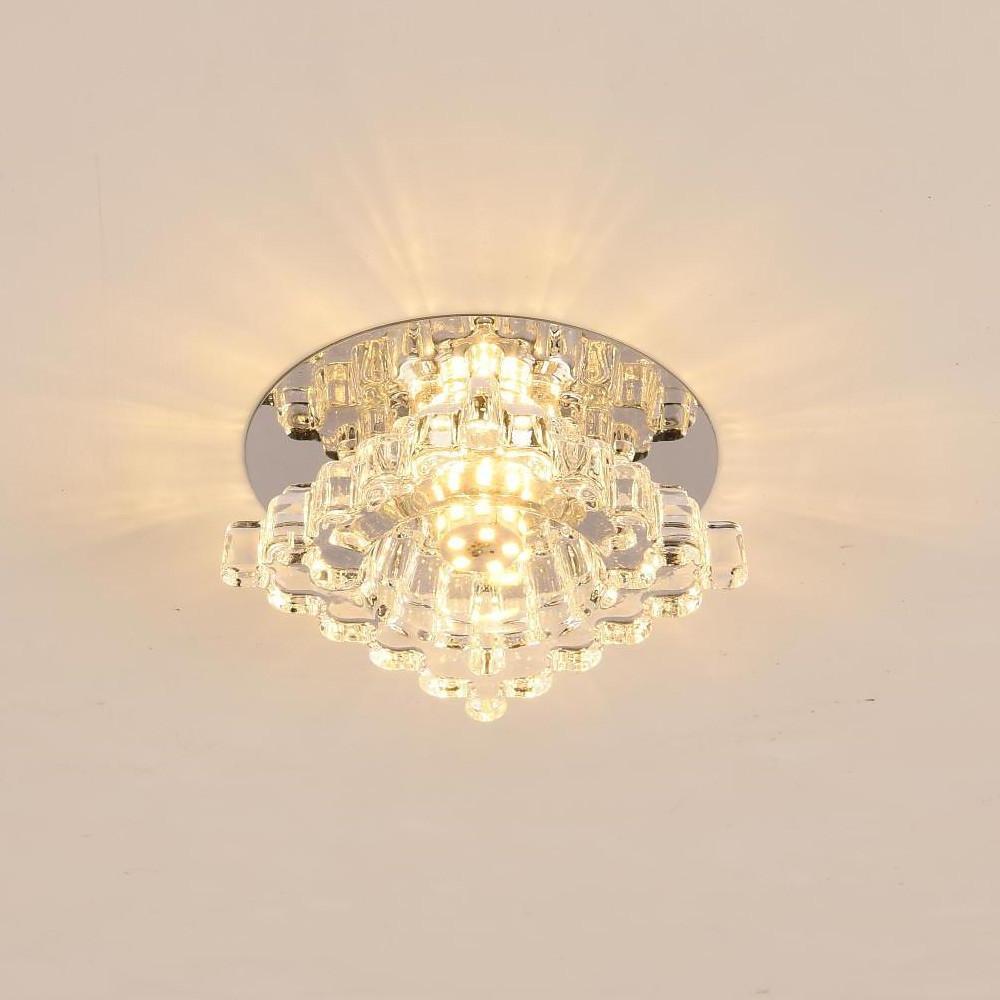 Geometric Crystal Flush Mount Ceiling Light Modern Metal Fixture