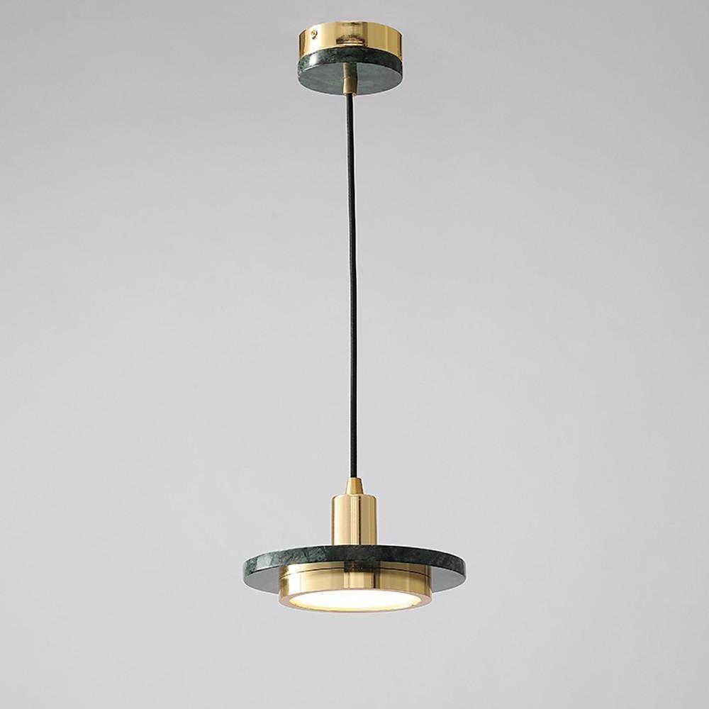 Double Circle Pendant Light Classic Metal Marble Ceiling Fixture