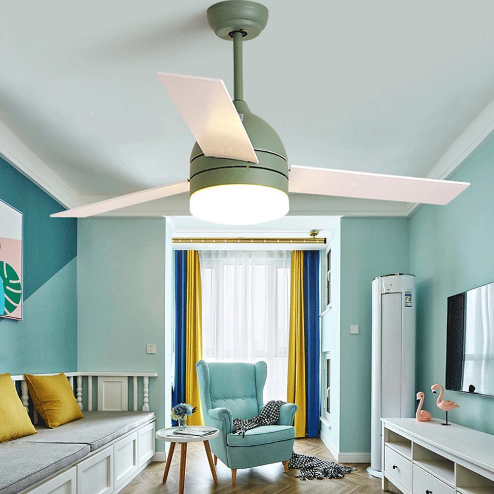 Nordic LED Ceiling Fan with Light - Electroplated Metal & Acrylic