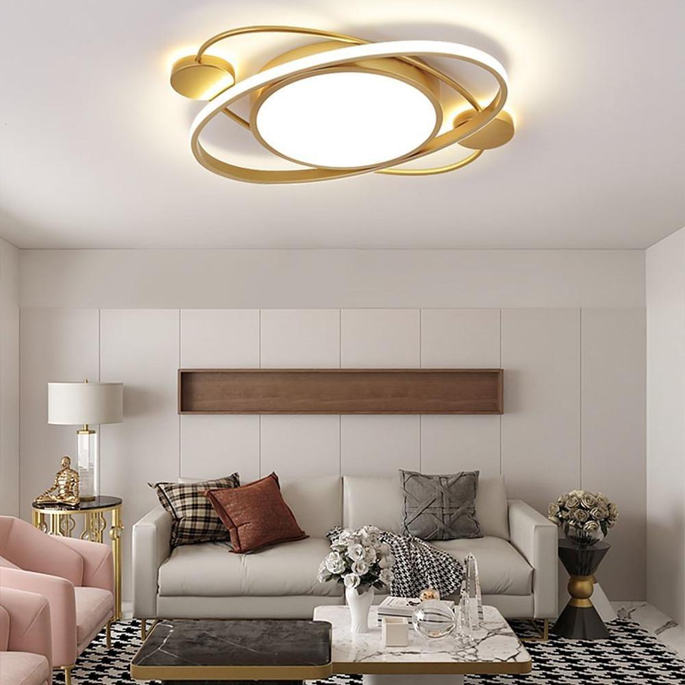 Circular Art Deco LED Flush Mount Ceiling Light - Dimmable