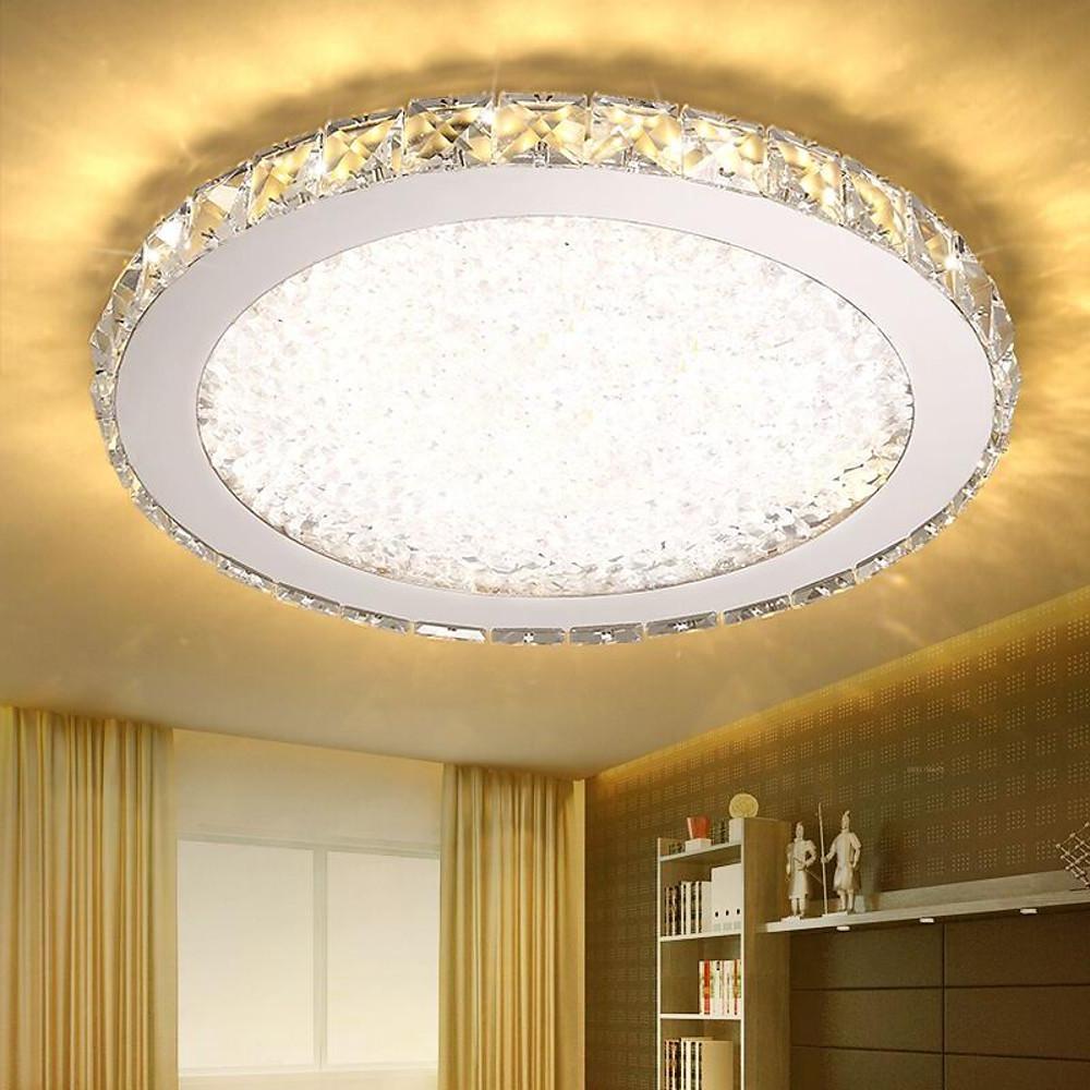 16" Crystal Round Flush Mount Ceiling Light - Antique Metal LED