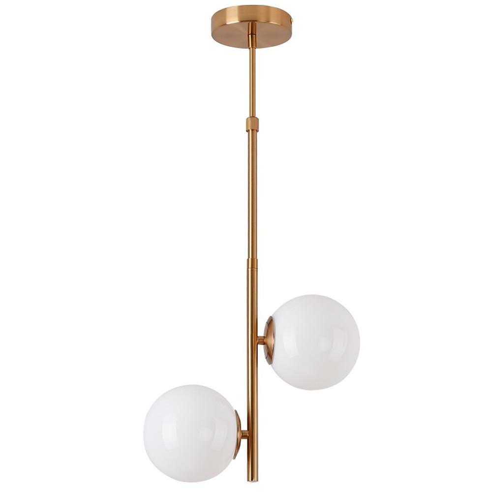 Modern Ball Glass Pendant Light – 2-Light Electroplated Finish
