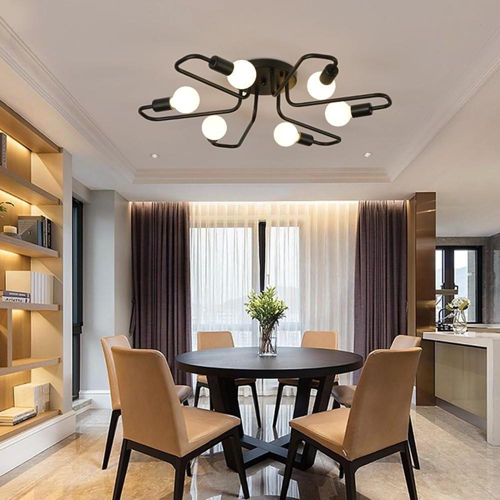 6-Light Flush Mount Ceiling Light - Modern Metal Flower Design