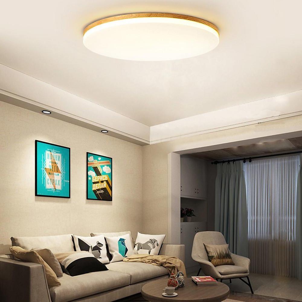 Minimalist Wood Flush Mount Ceiling Light with LED