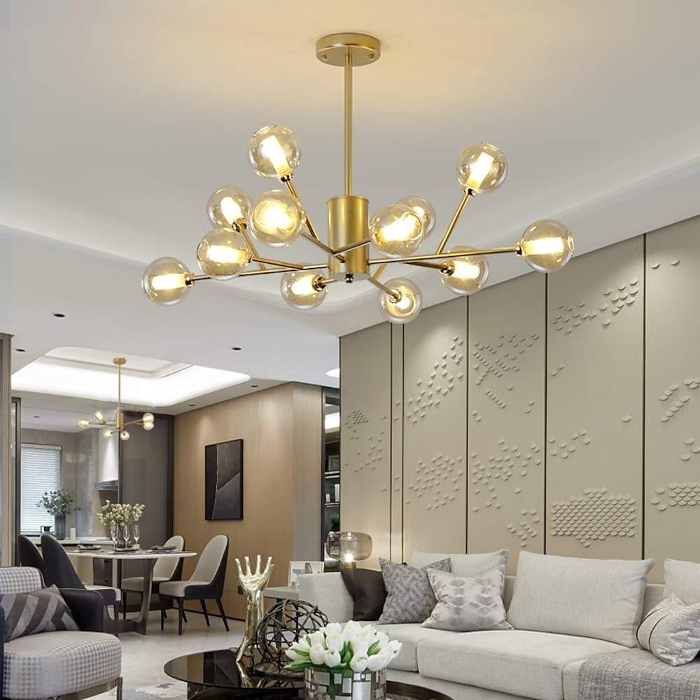 12-Light Glass Sputnik Chandelier – Modern Nordic Pendant Light