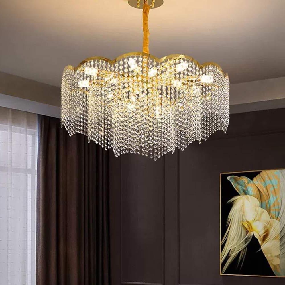 Crystal Lantern Chandelier Modern Electroplated Stainless Steel LED