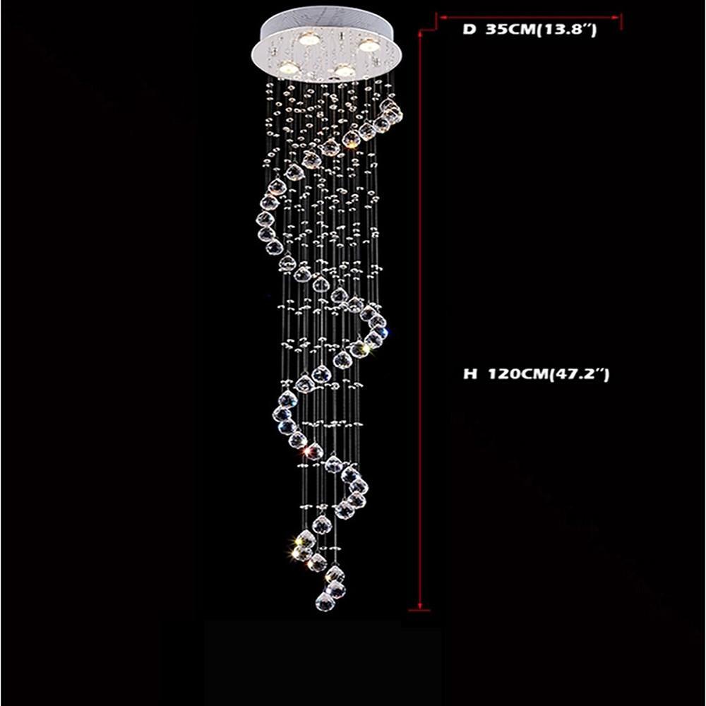 Modern Spiral Crystal Chandelier with Electroplated Metal Finish