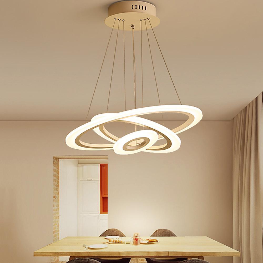 Modern 3-Ring LED Pendant Chandelier - Aluminum & Acrylic