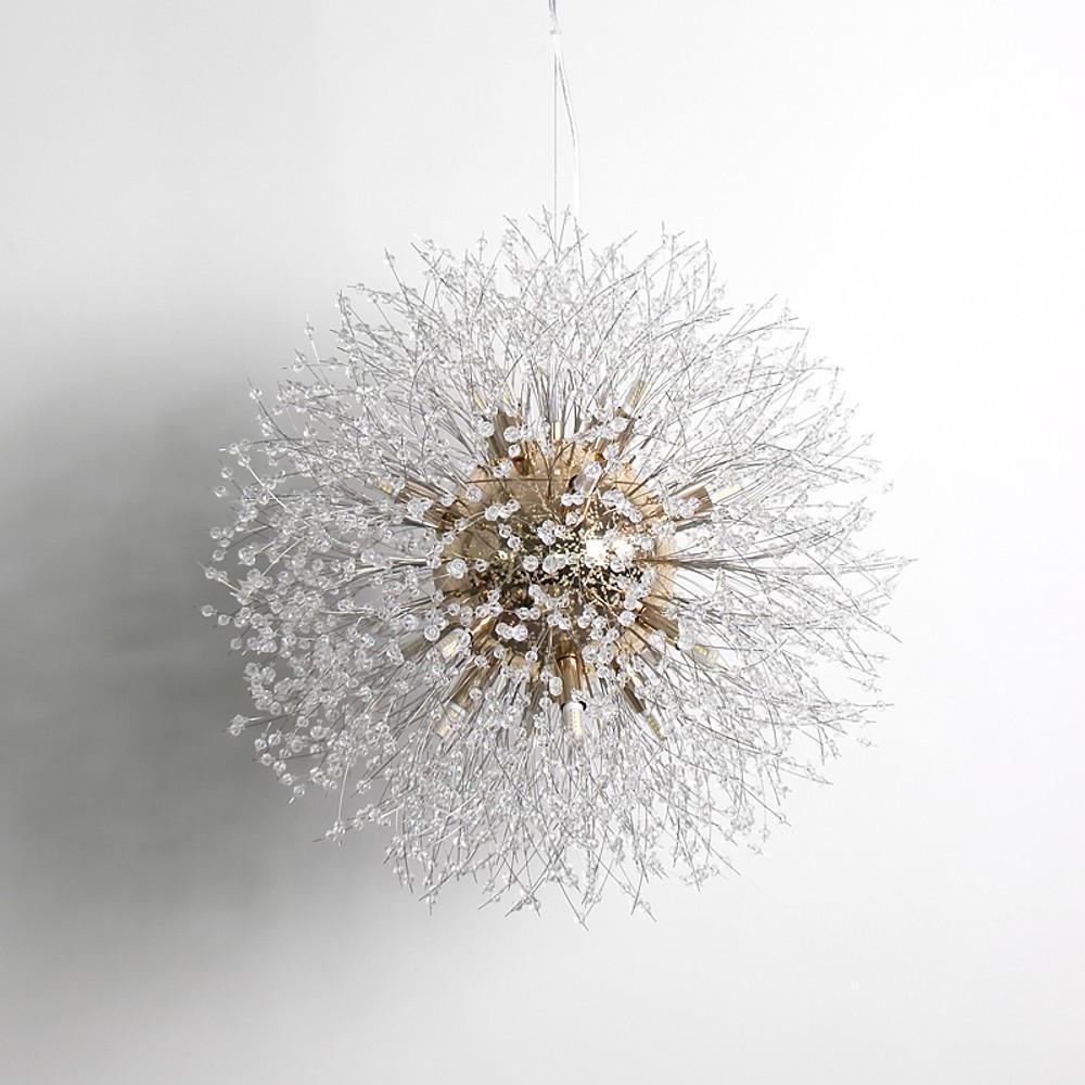Crystal Globe Chandelier - Modern LED Pendant Light Metal Finish