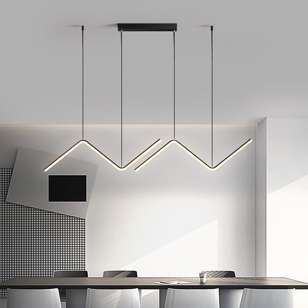 Modern Wave Pendant Light - 2-Light LED Dimmable Aluminum Fixture