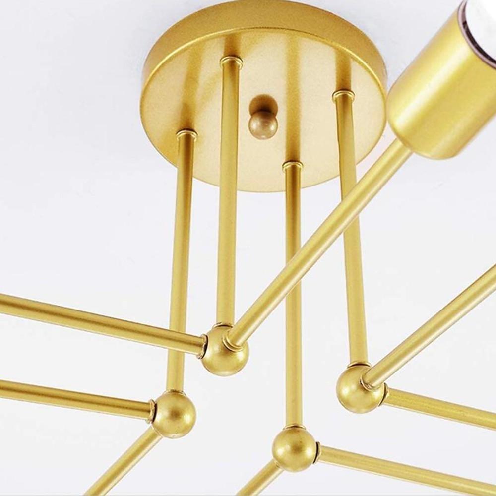 8-Light Modern Sputnik Semi Flush Metal Chandelier