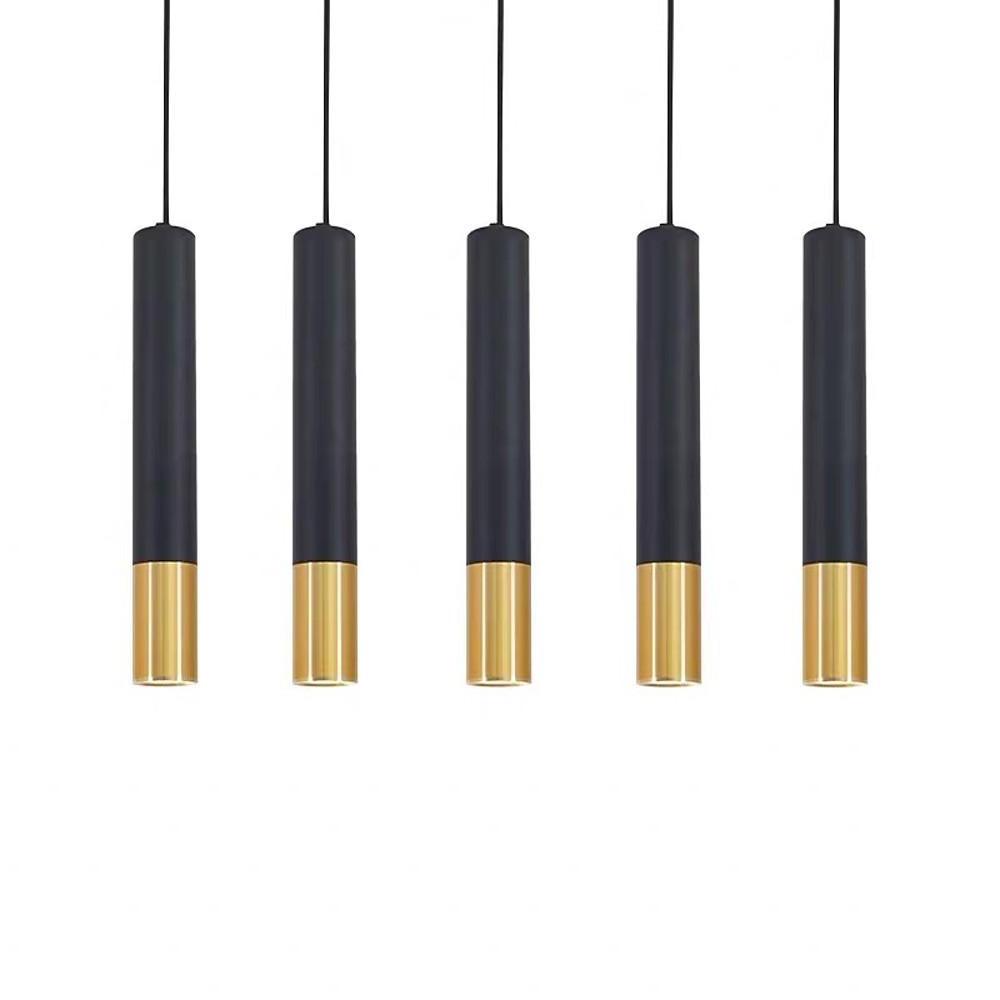 Black Gold Cylinder Pendant Light Modern LED Hanging Lamp