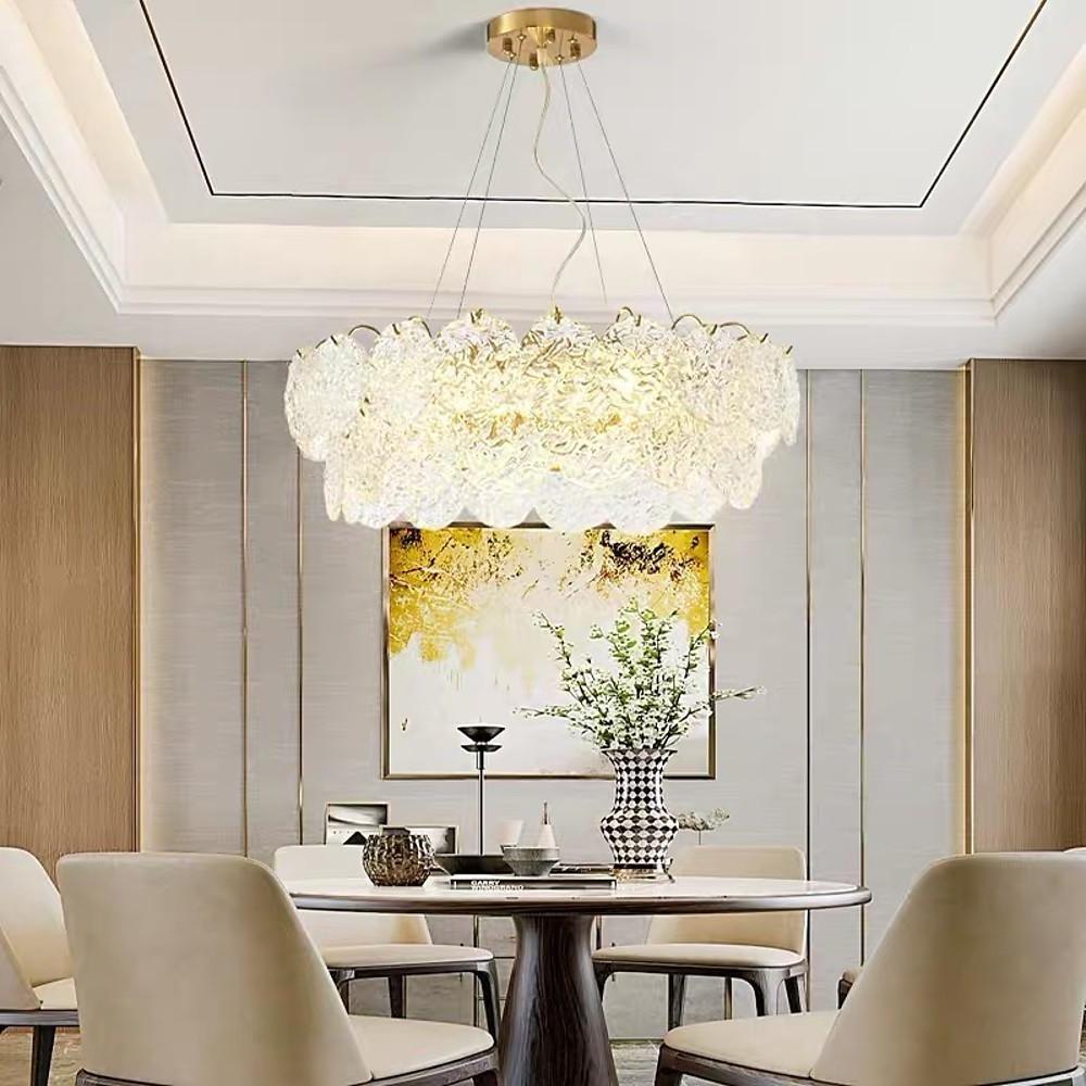 Modern Glass Shell Chandelier with LED Lighting for Dining Room