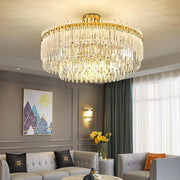 Round Crystal Chandelier | Gold Finish | Modern Luxury Design
