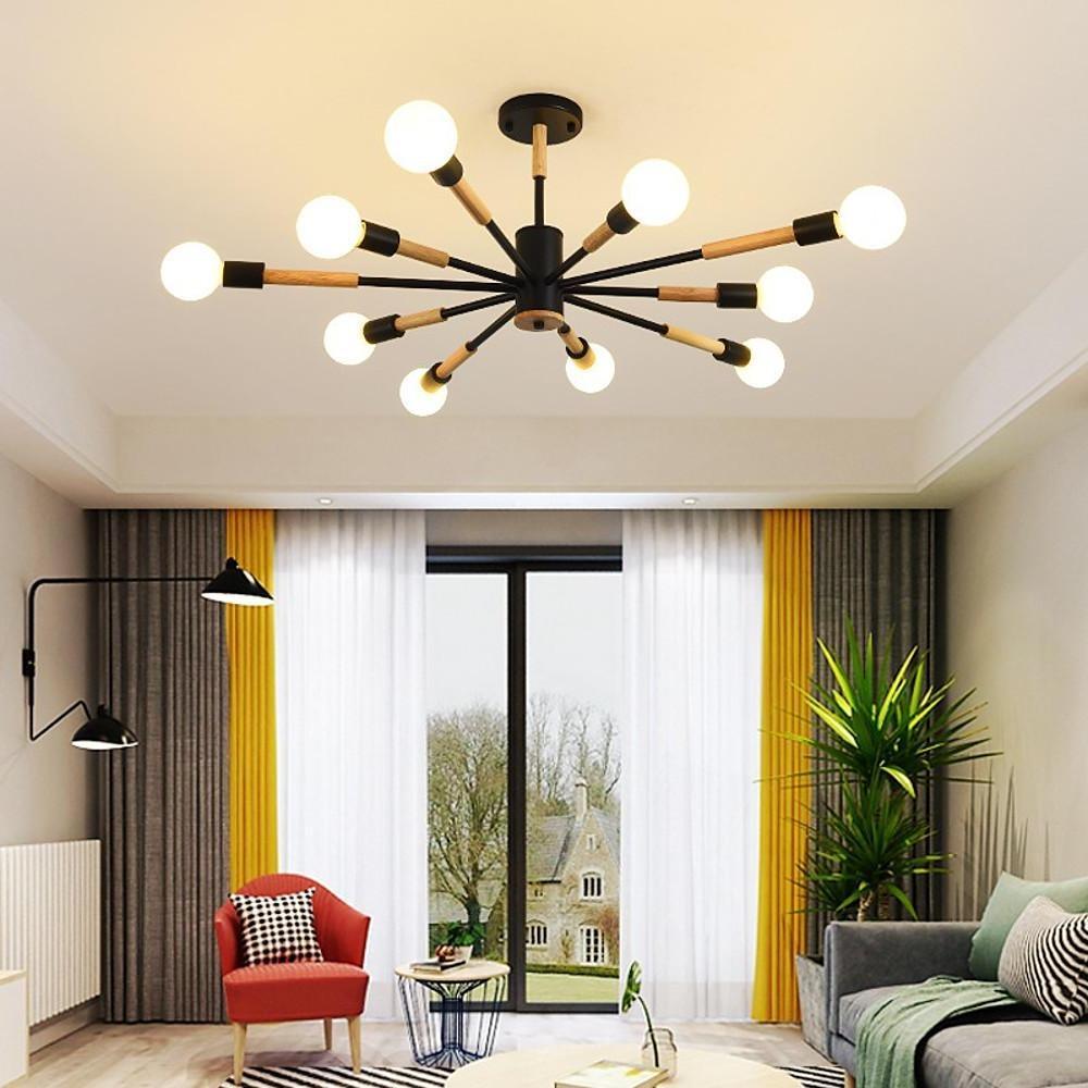 10-Light Nordic Flush Mount Ceiling Chandelier - Metal Finish