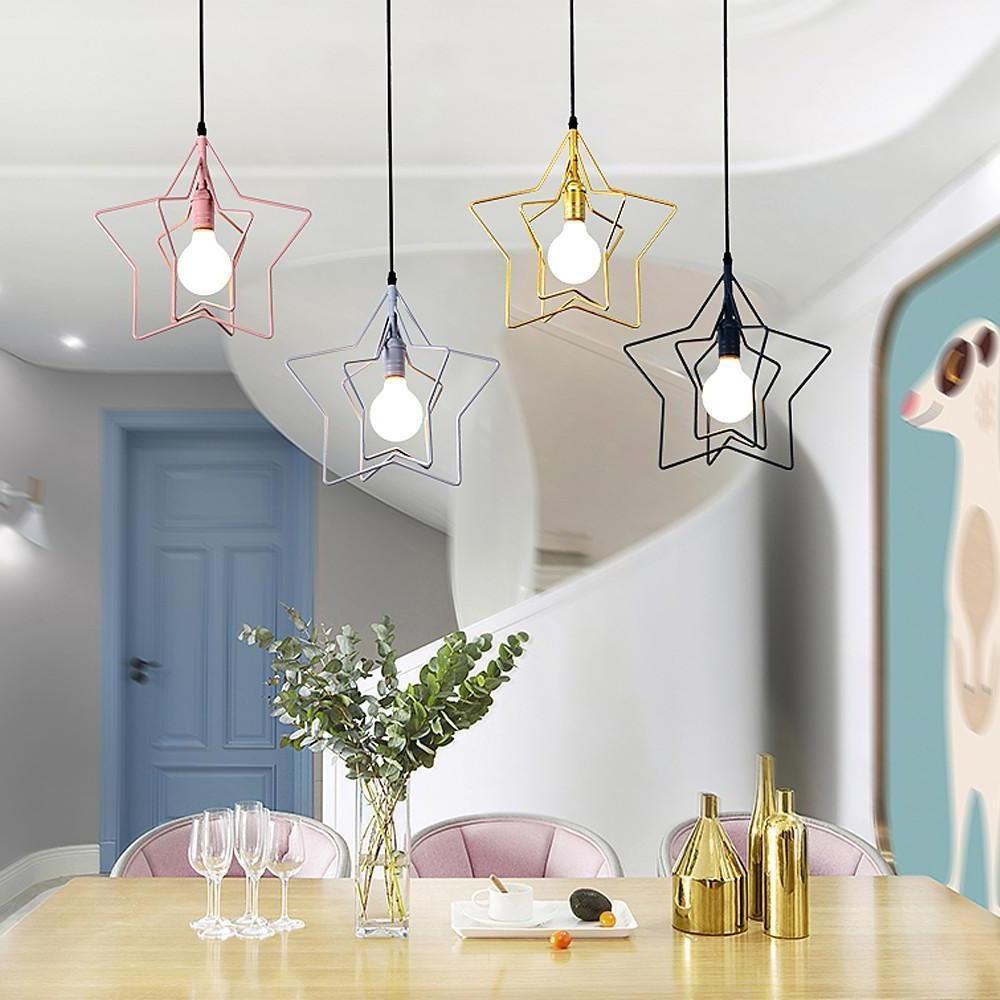 Modern Star Shaped Metal Pendant Light with Adjustable Cord